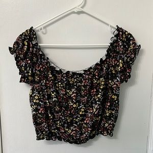 Forever 21 off the shoulder floral crop top